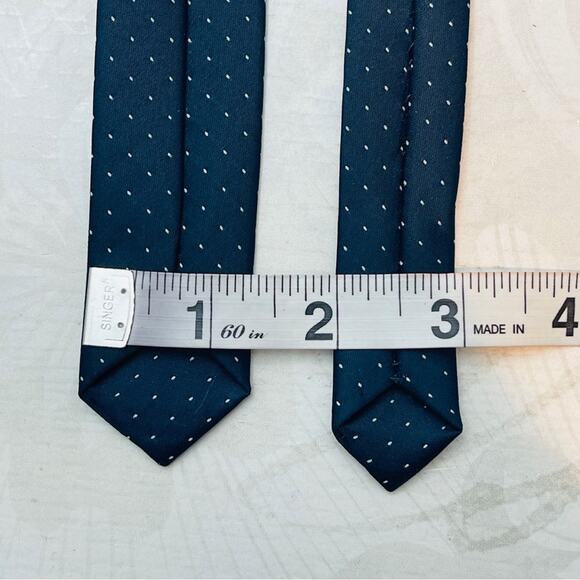 Navy and White Dot Skinny Tie - Picture 6 of 6